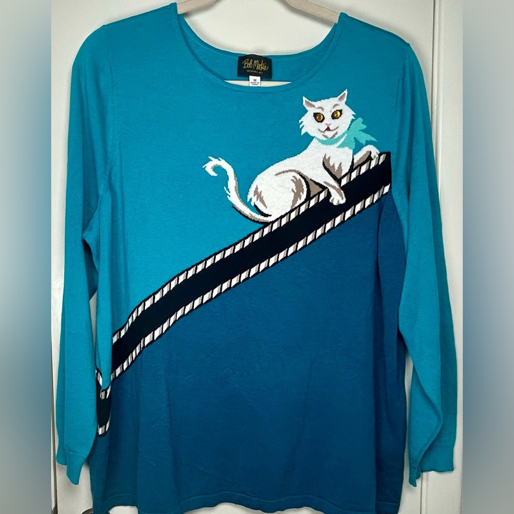 Bob Mackie Wearable Art Whimsical Cat Graphic Wea… - image 2